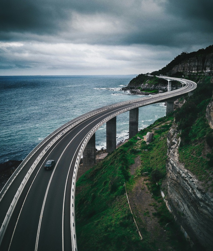 Winding bridge road